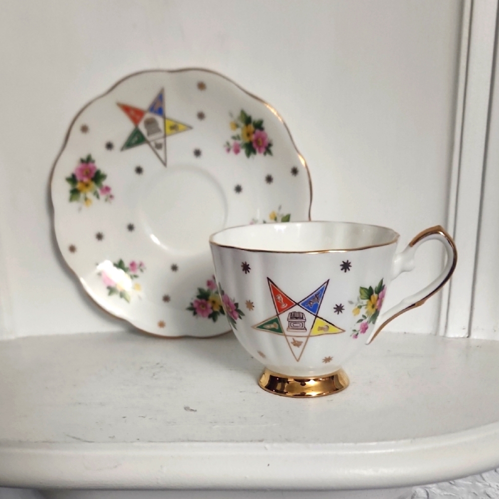 Vintage Eastern Star Bone China Teacup and Saucer Set Taylor & Kent